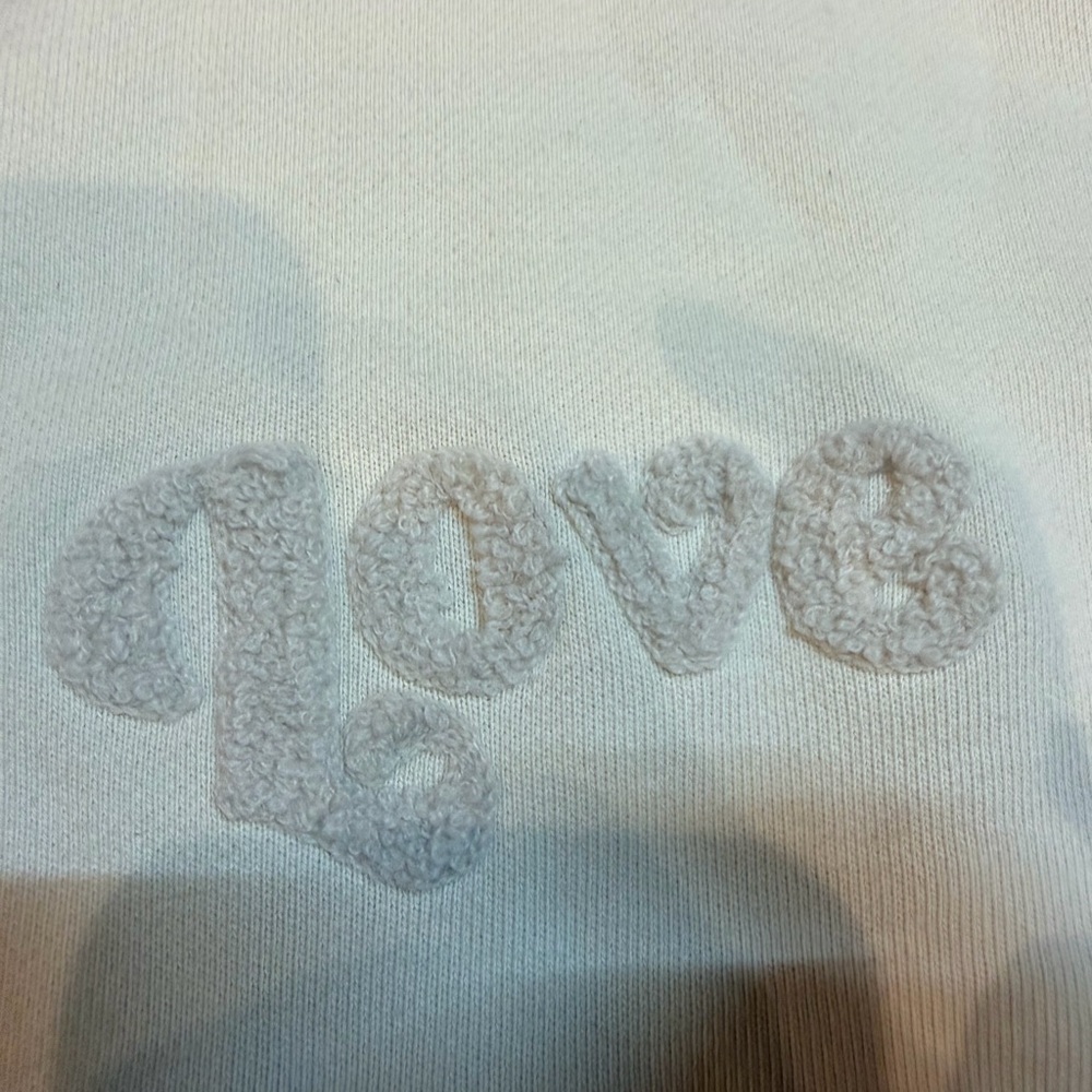 Aerie Love This Moment Cream Ivory Hoodie Sweatshirt Cropped Distressed Hem S - Picture 2 of 12